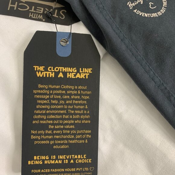 NWT Being Human Mens Charcoal Cargo Chinos - Picture 7 of 13